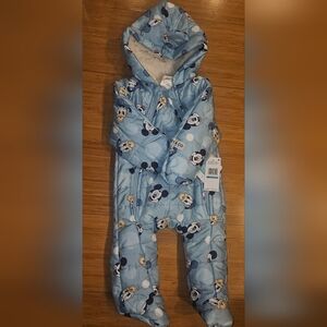 Disney Baby Blue Mickey Mouse Snowsuit Size 9 Months